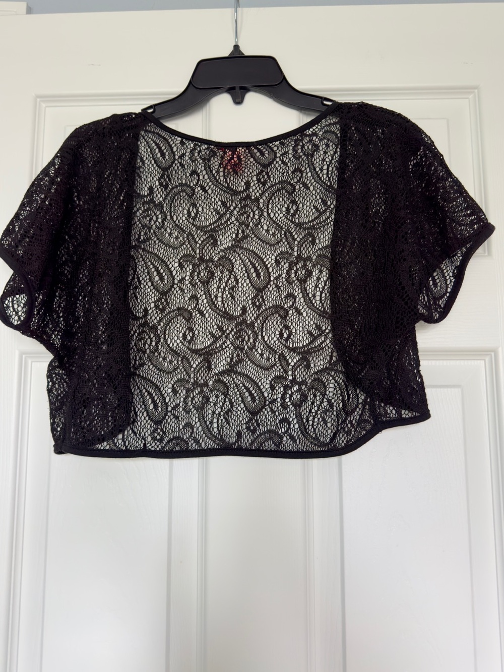 Crochet Lace Bolero Shrug - Black - Picture 2 of 7